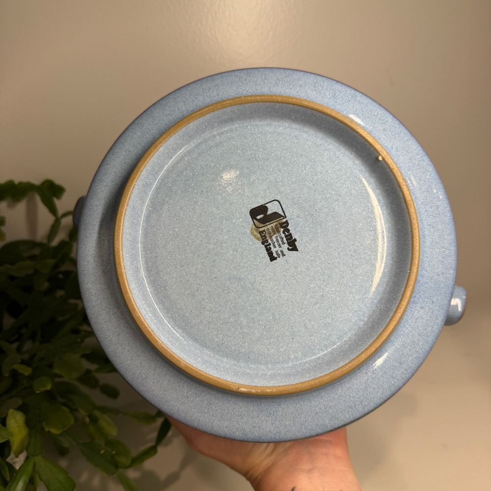 Denby-Langley Corfu Blue Stoneware Round Casserole Dish with Lid Made in England - Picture 9 of 12